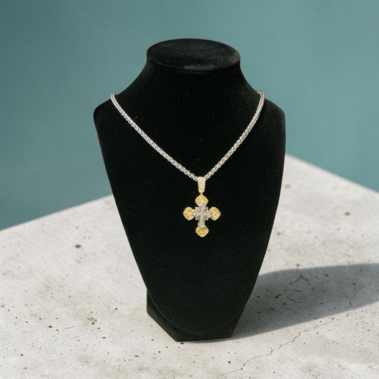 Waterproof Two-Tone Cross Pendant Necklace