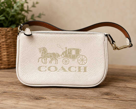 Authentic Coach Nolita 19 Chalk White Pebbled Leather Wristlet
