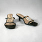 Forever Black & Gold Kitten Heel Slide Sandals – Size 8.5