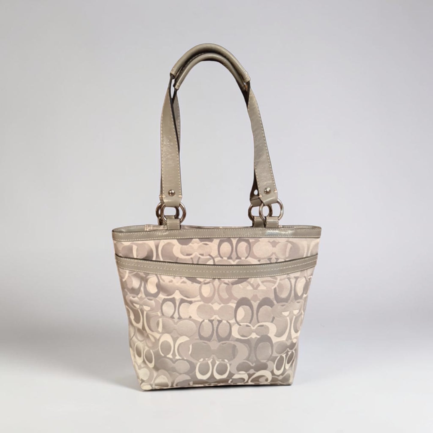 Authentic Coach Penelope Optic Signature Jacquard Tote Bag F15436 – Gray/Lavender