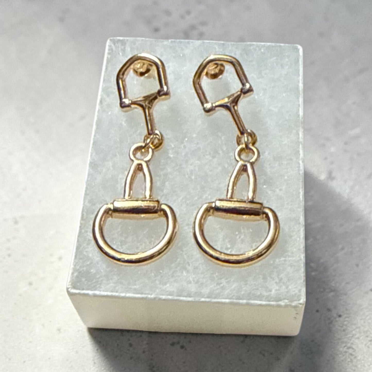 Gold Horse Bit Drop Earrings – Waterproof Equestrian Style