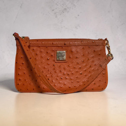 Dooney & Bourke Orange Ostrich-Embossed Wristlet