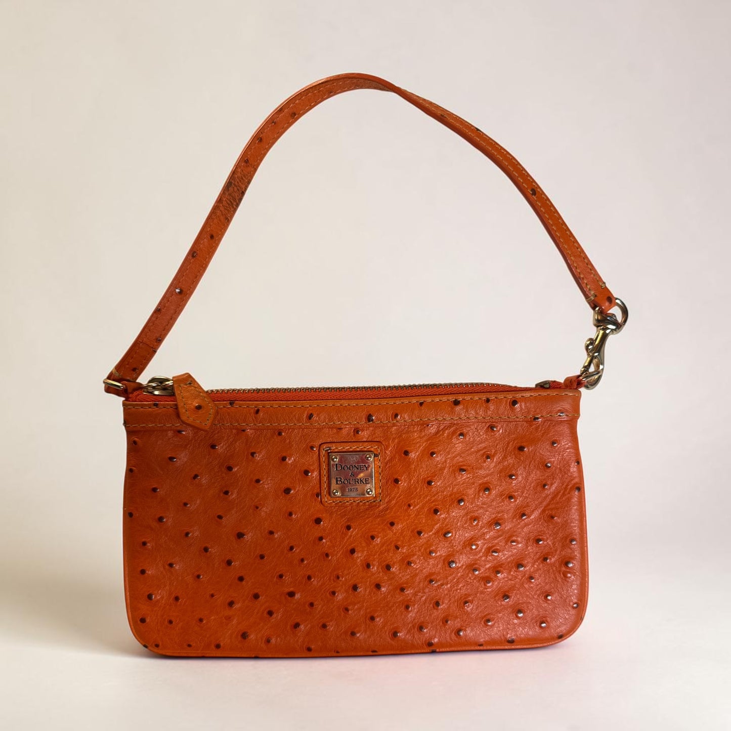 Dooney & Bourke Orange Ostrich-Embossed Wristlet