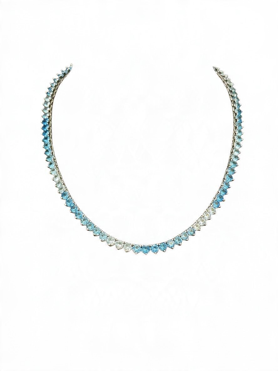 Tova Tennis necklace in Silver & Light Sapphore