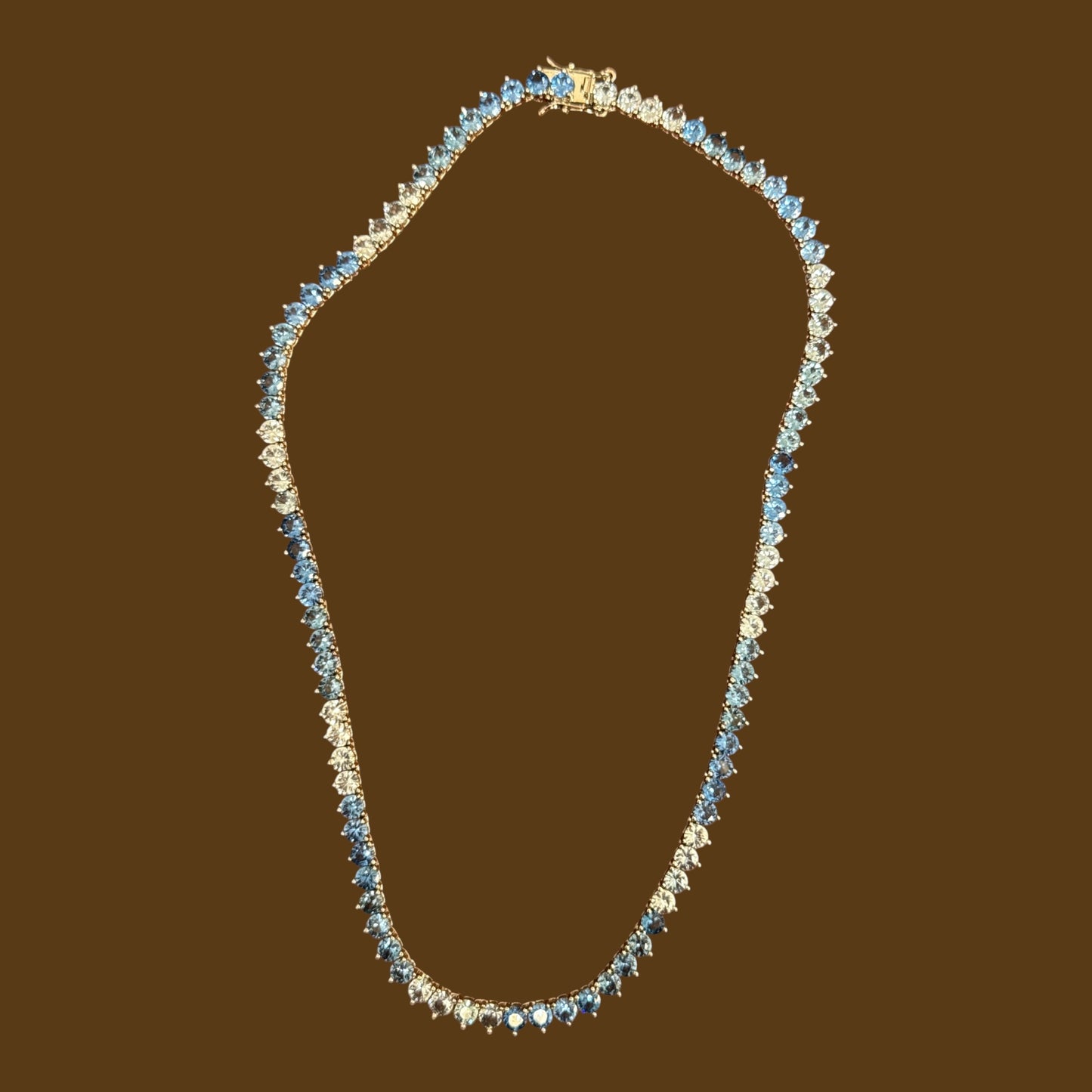 Tova Tennis necklace in Silver & Light Sapphore