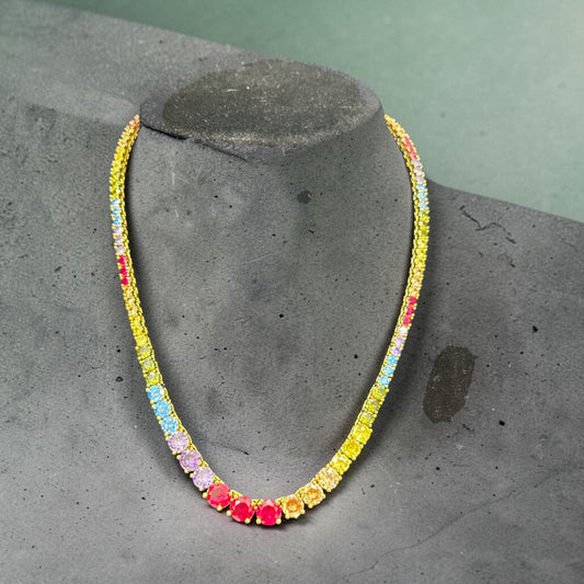 TOVA Tennis Necklace – Gold Mix Multi II