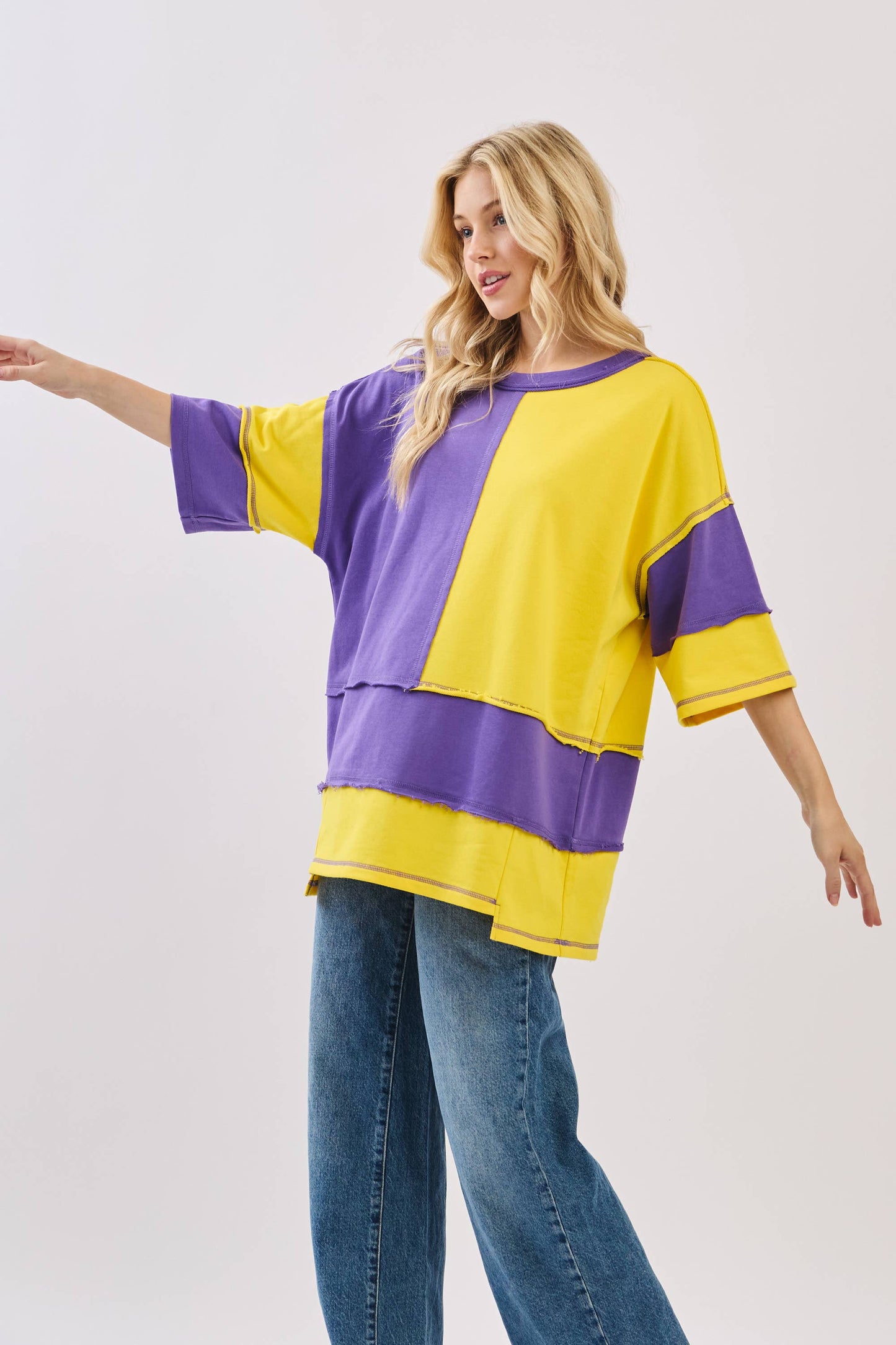 Oversized LSUColor Block Top
