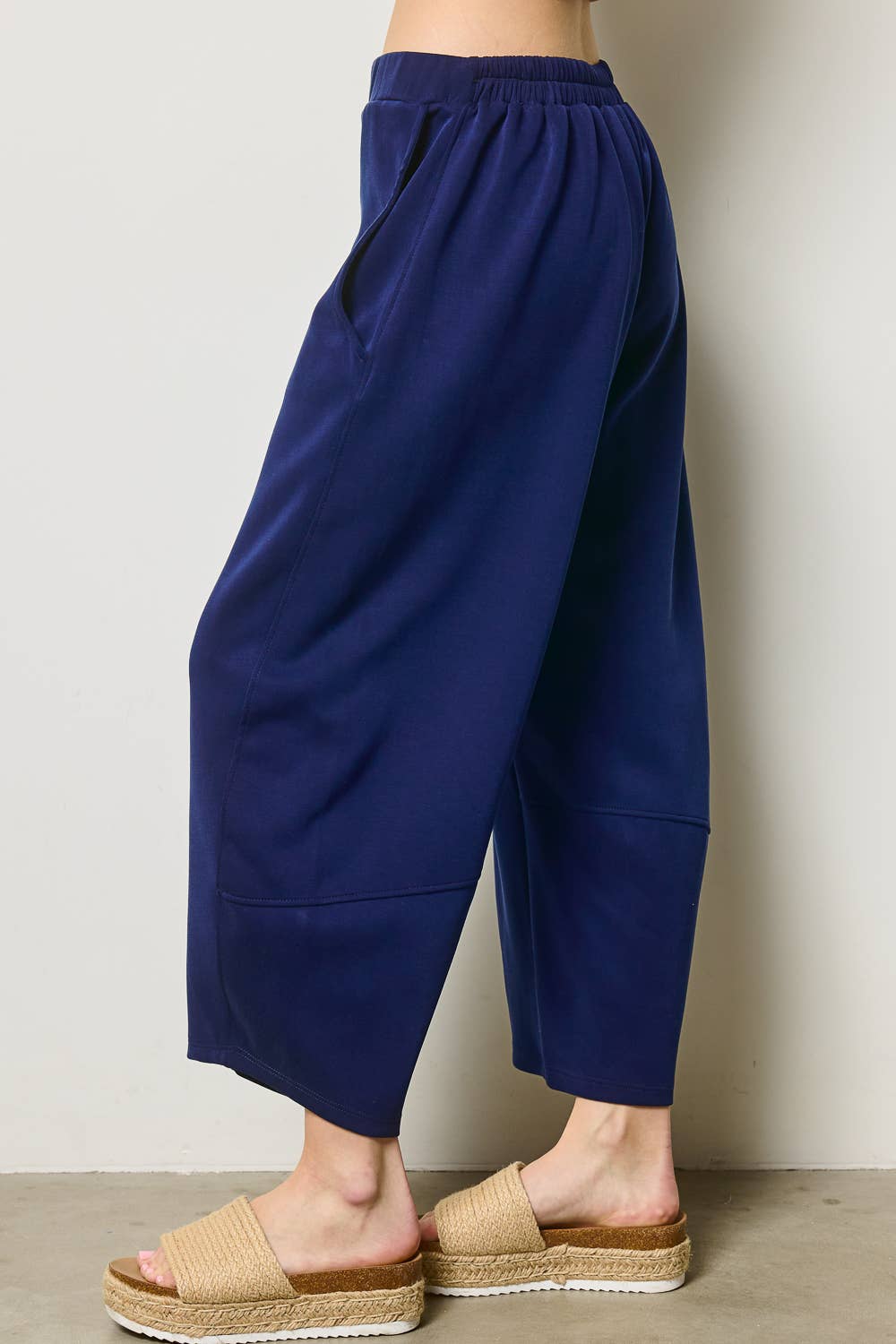 Charlotte Avery Black Scuba Relaxed Barrel Leg Pants
