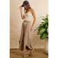 FRENCH TERRY OUT SEAM DETAIL TULIP HEM PANTS