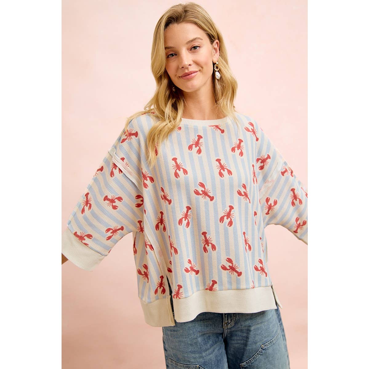 BiBi Coastal Lobster Waffle Knit Pullover