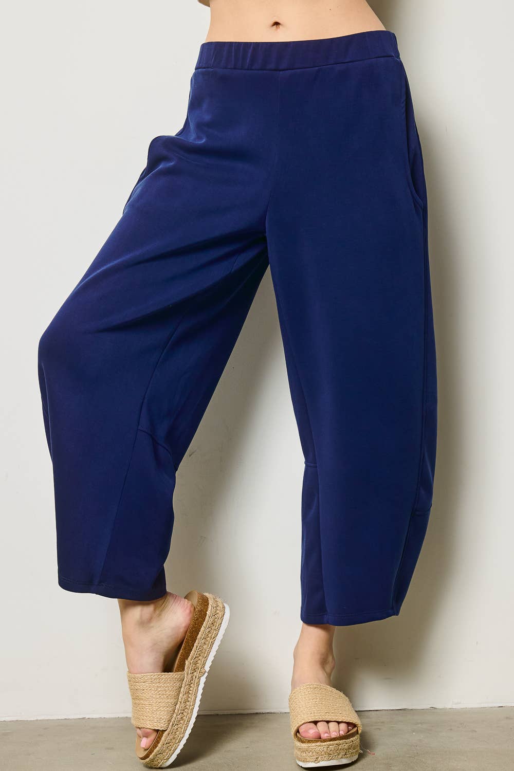Charlotte Avery Black Scuba Relaxed Barrel Leg Pants