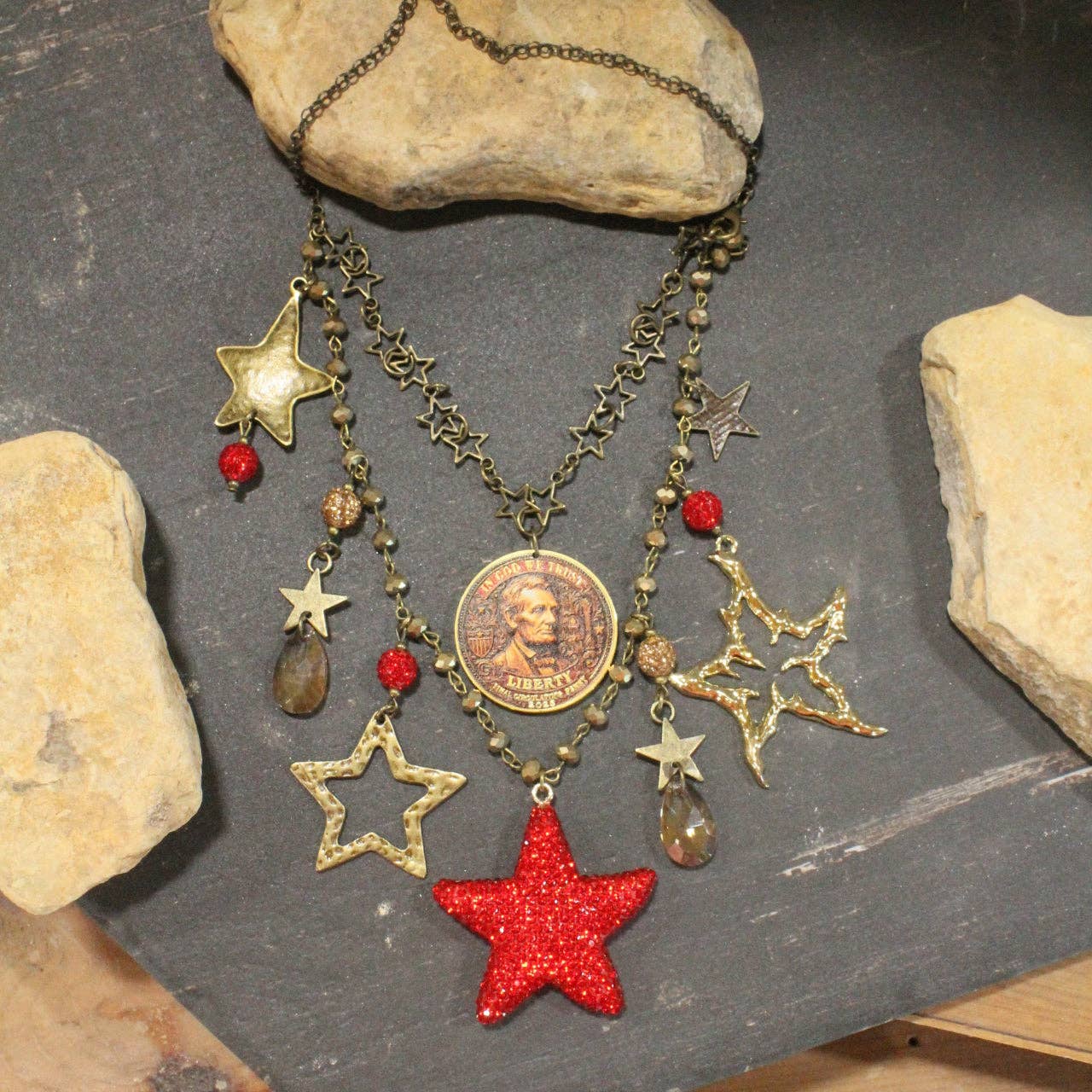 In God We Trust Golden Charm'd Necklace