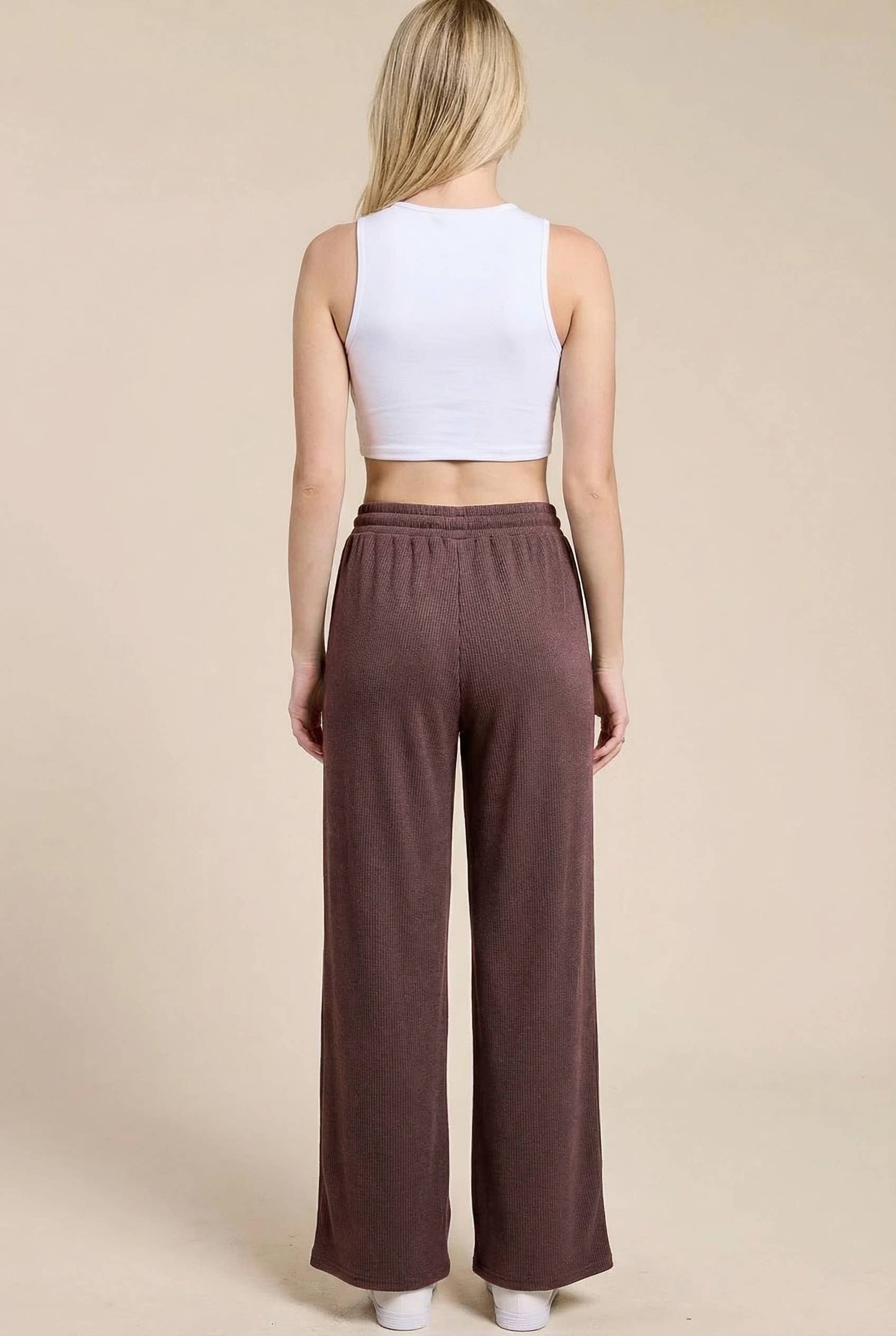 Micro Ribbed Relaxed Drawstring Lounge Pants
