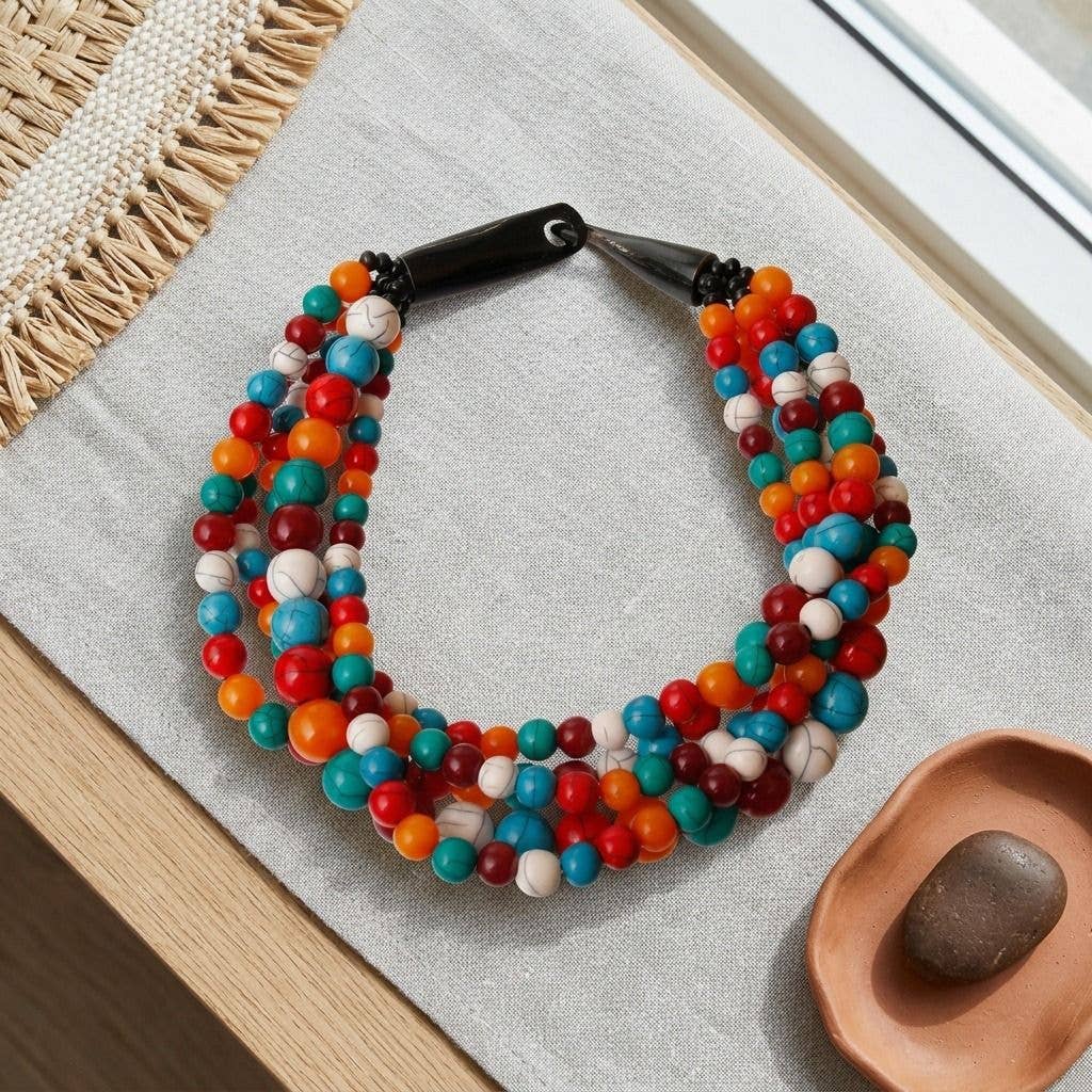 Cracked Multi Color Buffalo Horn Necklace