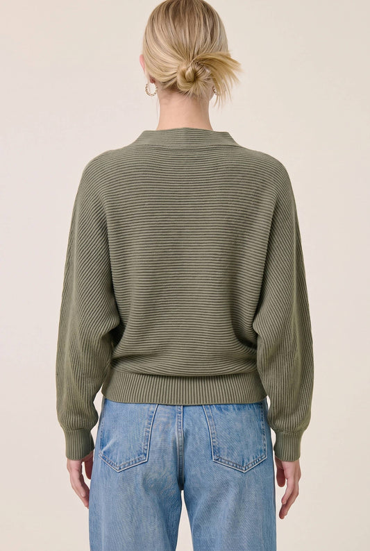 Soft Brushed Knit Mock-Neck Dolman Top