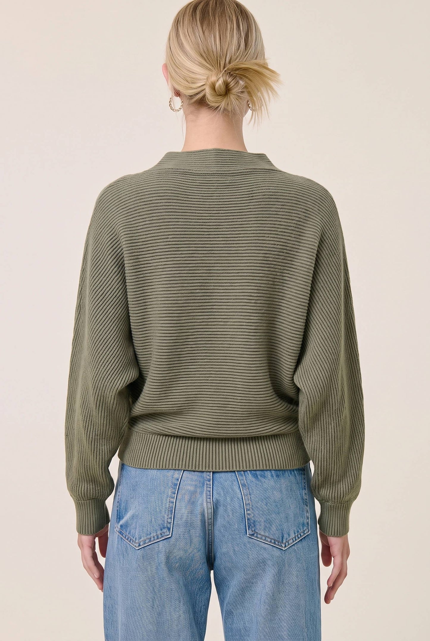 Soft Brushed Knit Mock-Neck Dolman Top