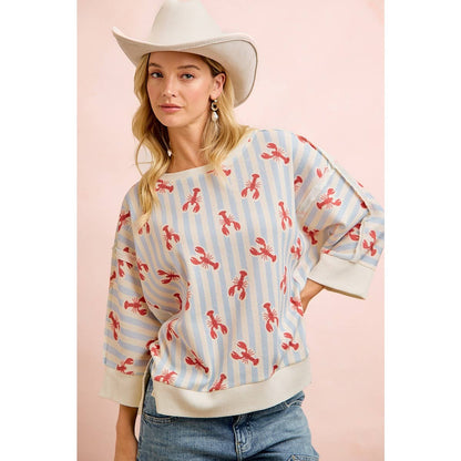 BiBi Coastal Lobster Waffle Knit Pullover
