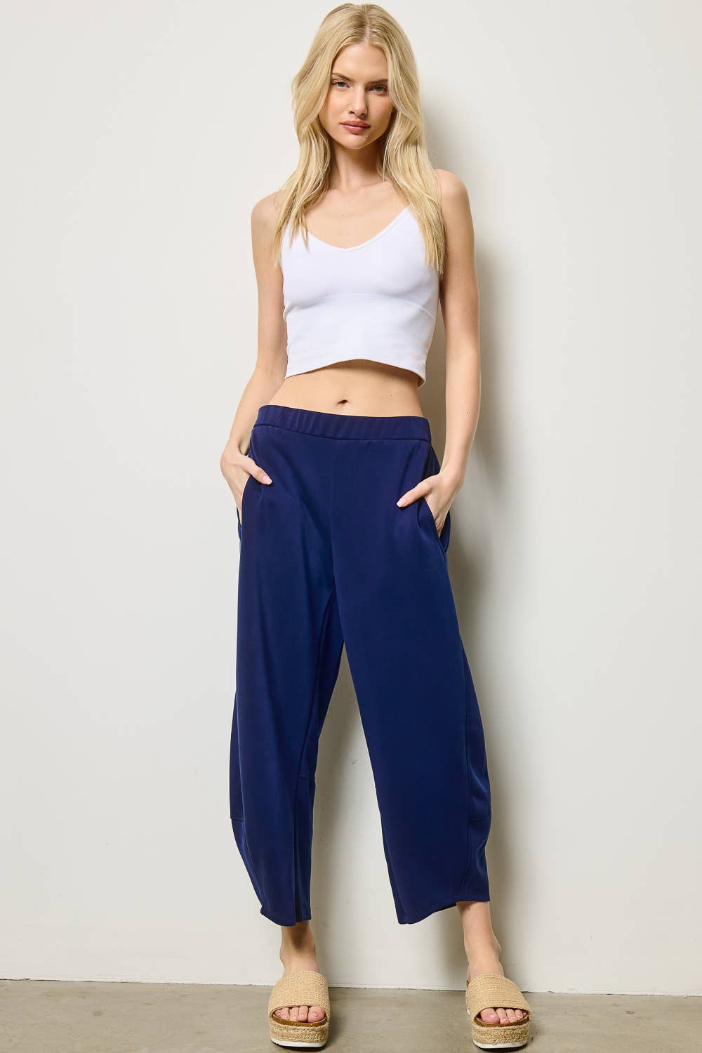 Charlotte Avery Black Scuba Relaxed Barrel Leg Pants
