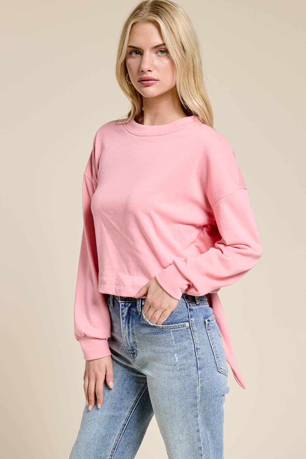 Open-Back Wrap Tie Crewneck